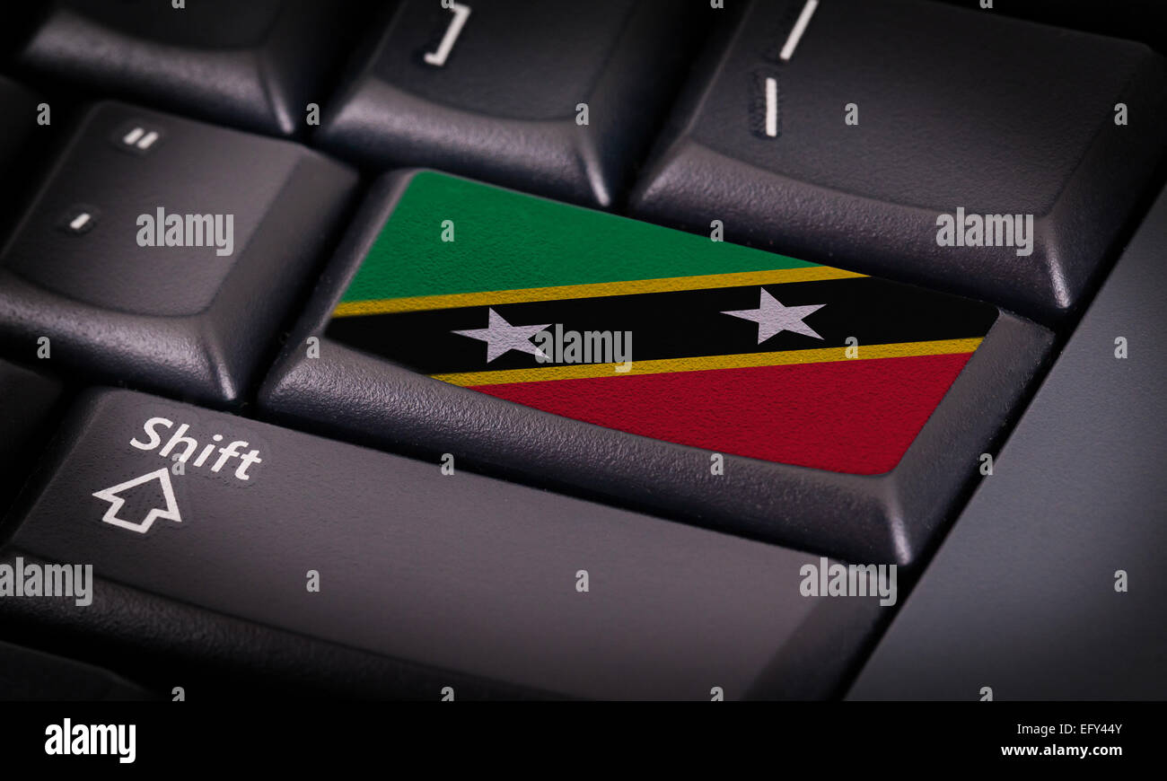 Flag on button keyboard, flag of Saint Kitts and Nevis Stock Photo