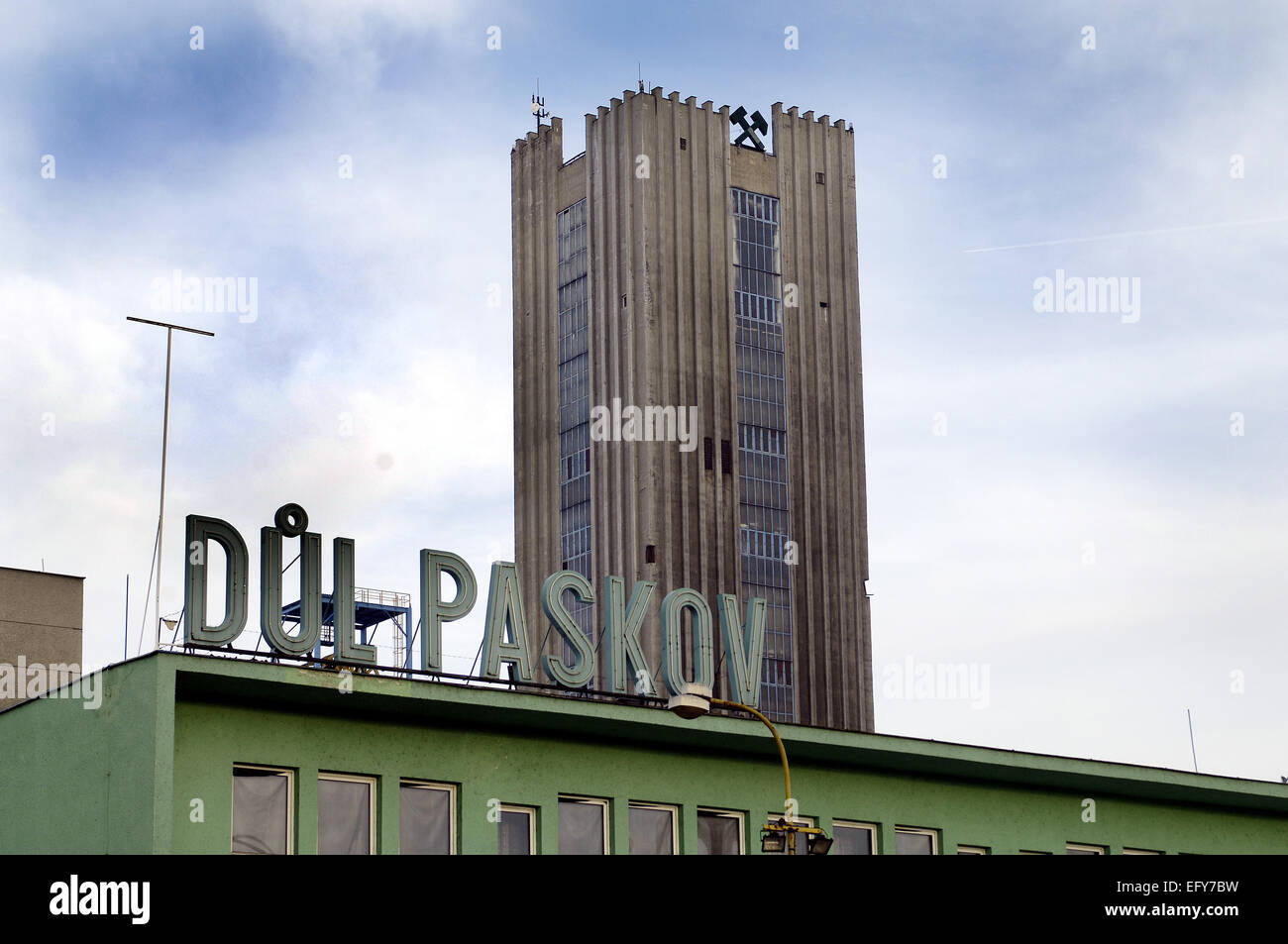Paskov Mine, skip hoisting tower Stock Photo