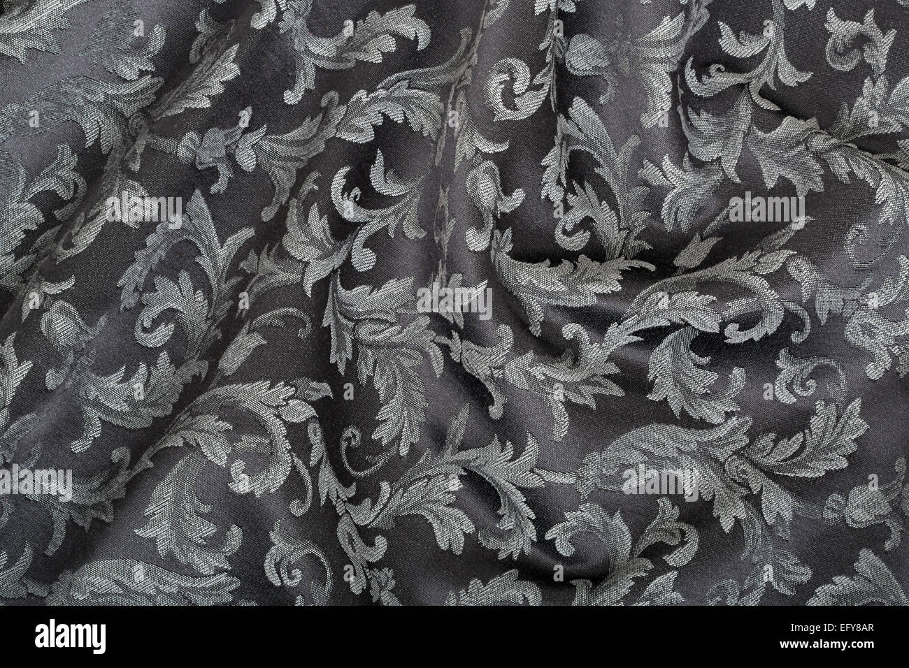 Damask, wavy black pattern texture background Stock Photo