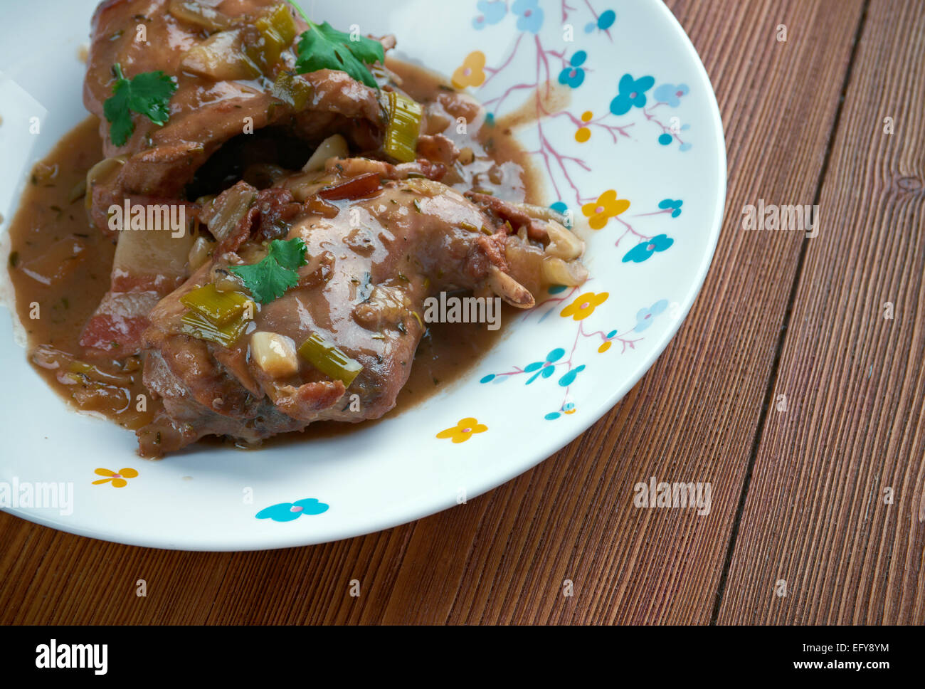 Hasenpfeffer traditional German stew made from marinated made from