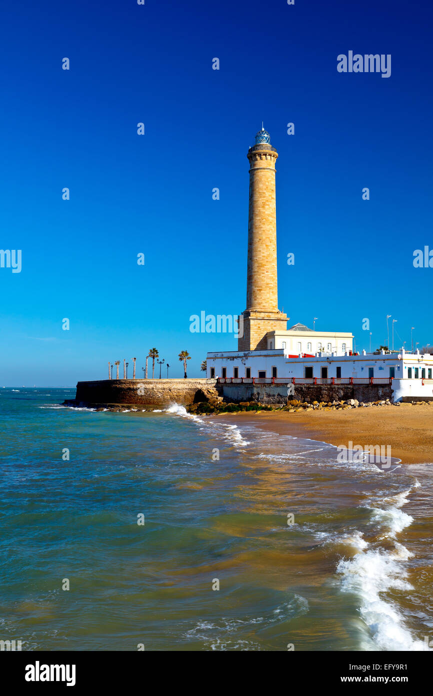 Wonderful lighthouse known as  lighthouse of Chipiona at the province of Cádiz Stock Photo