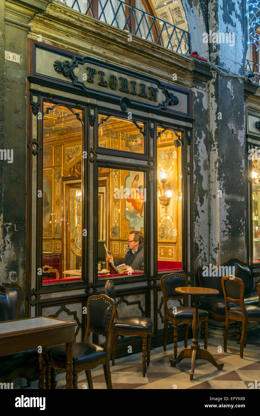 The historical Caffe Florian established in 1720 located in St Mark's Square, Venice, Veneto, Italy Stock Photo