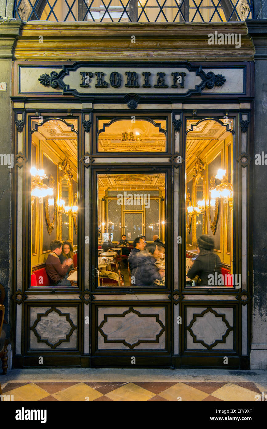The historical Caffe Florian established in 1720 located in St Mark's Square, Venice, Veneto, Italy Stock Photo