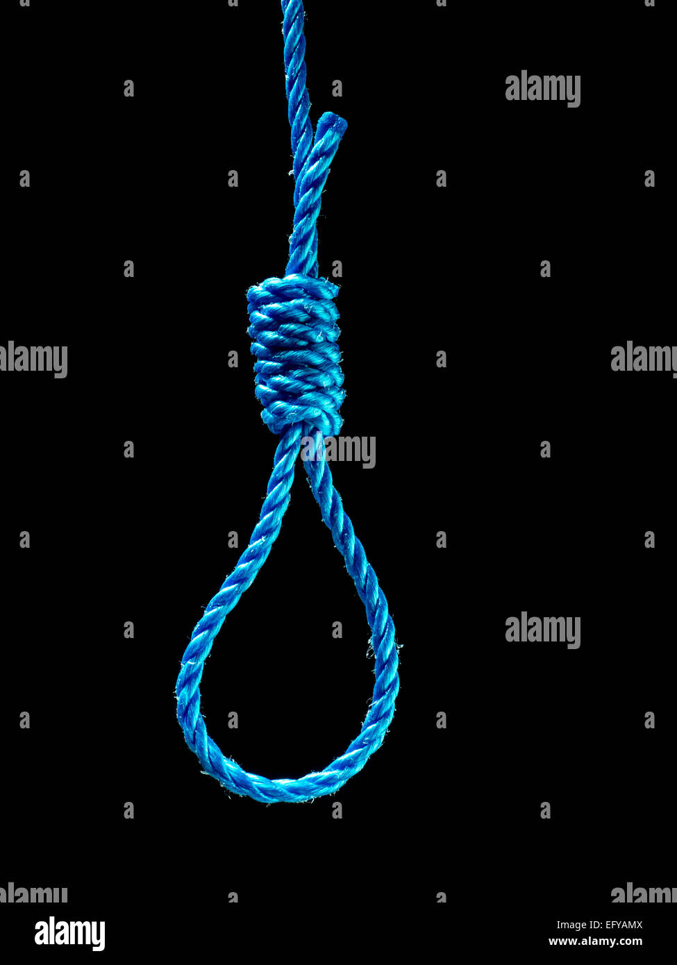 Blue noose over black background Stock Photo