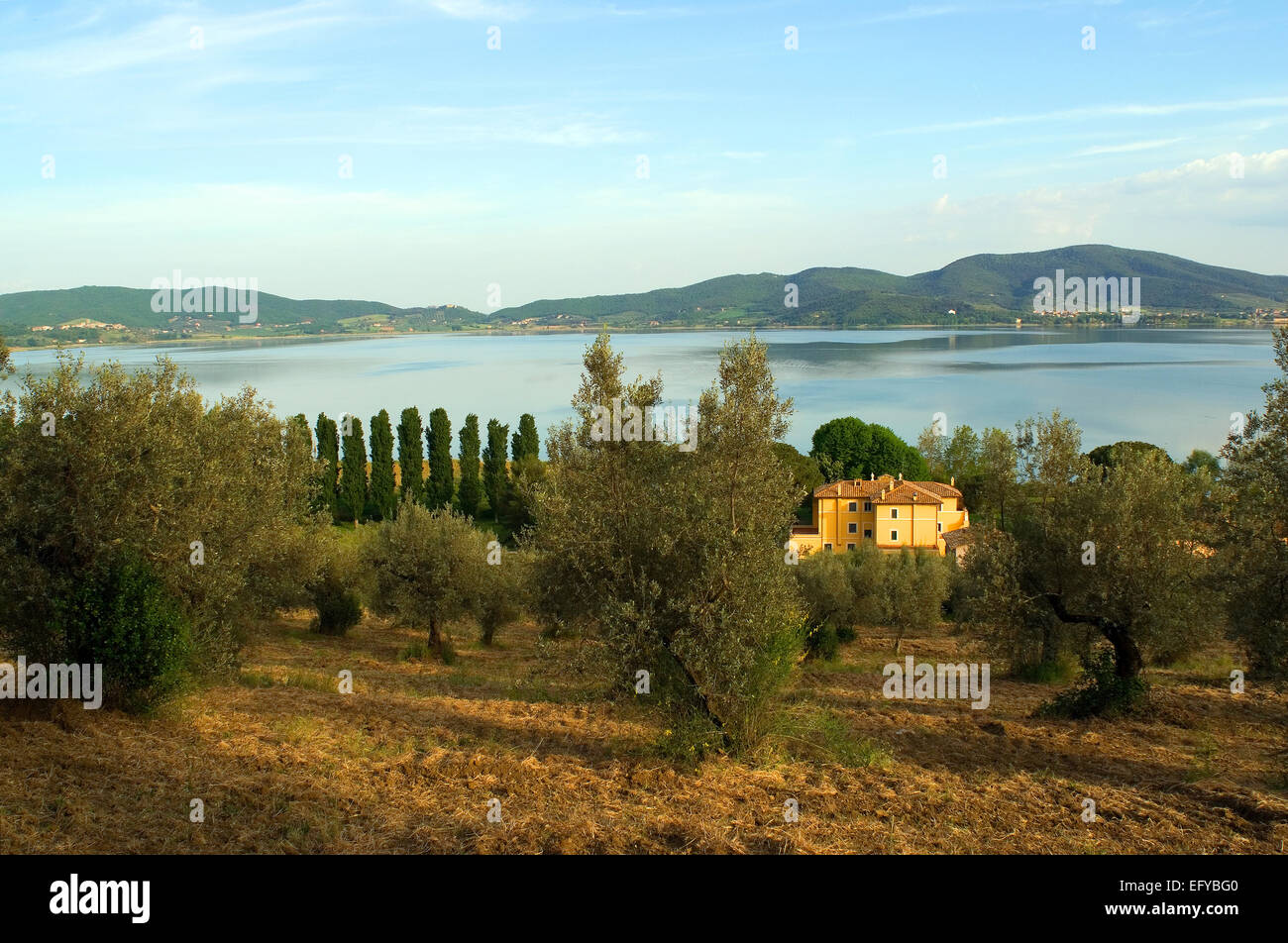 Lake Trasimeno, view from isola Polvese, Umbria, Italy Stock Photo