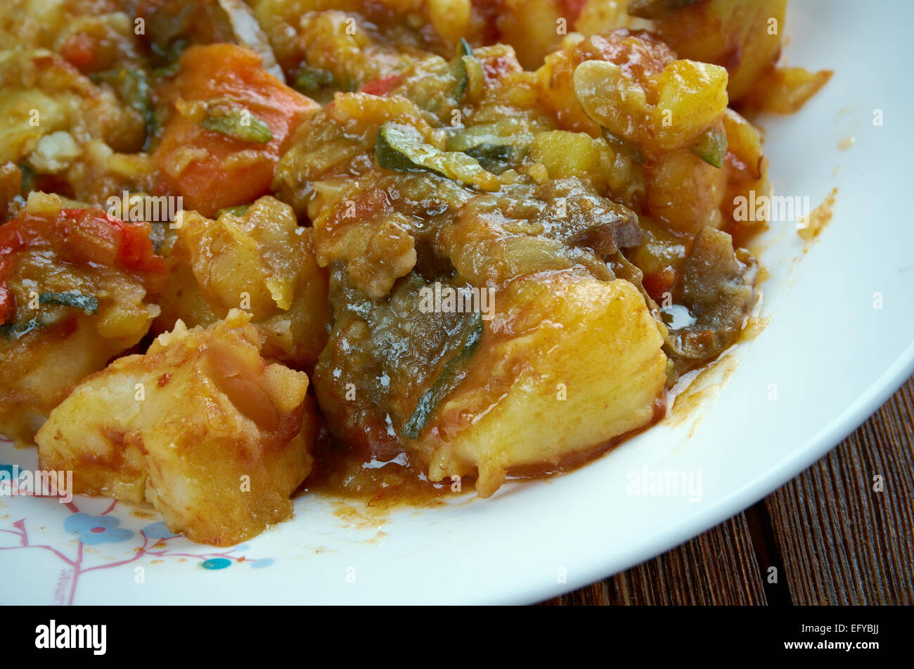 Turlu Turkish stew of vegetables,with potatoes, eggplant Stock Photo
