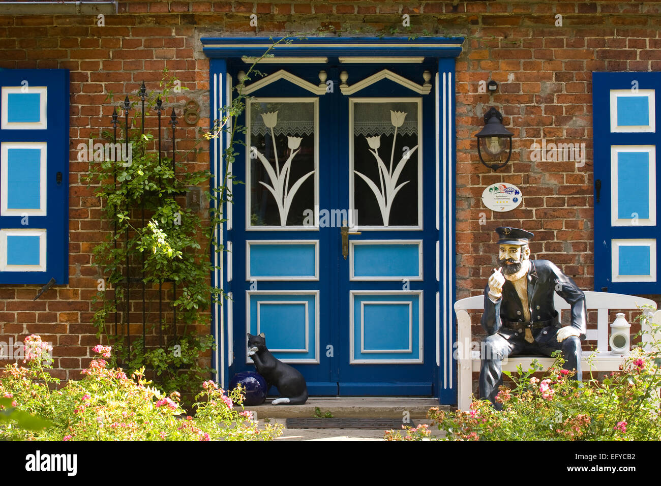 Entrance door on a typical house in Ahren shop on the island Darß,Germany,Europe Stock Photo