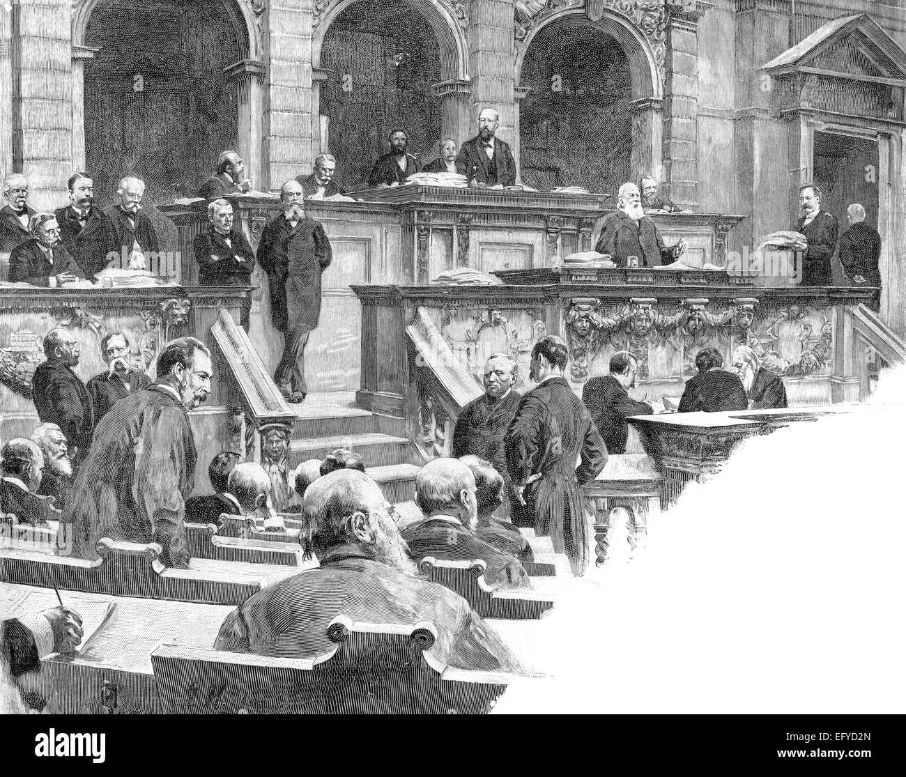 Conference room, parliament of the German Empire, 1890, Reichstag building, Berlin, Germany Stock Photo