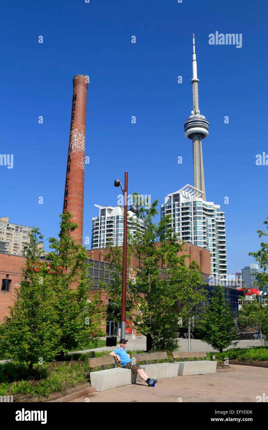 View on CN tower and modern residential buildings, Toronto, Ontario, Canada Stock Photo