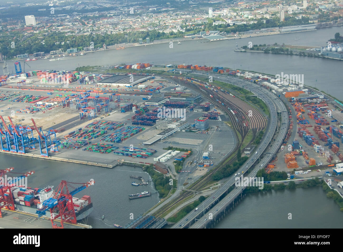 Aerial view, Port of Hamburg, Hamburg, Germany, Stock Photo