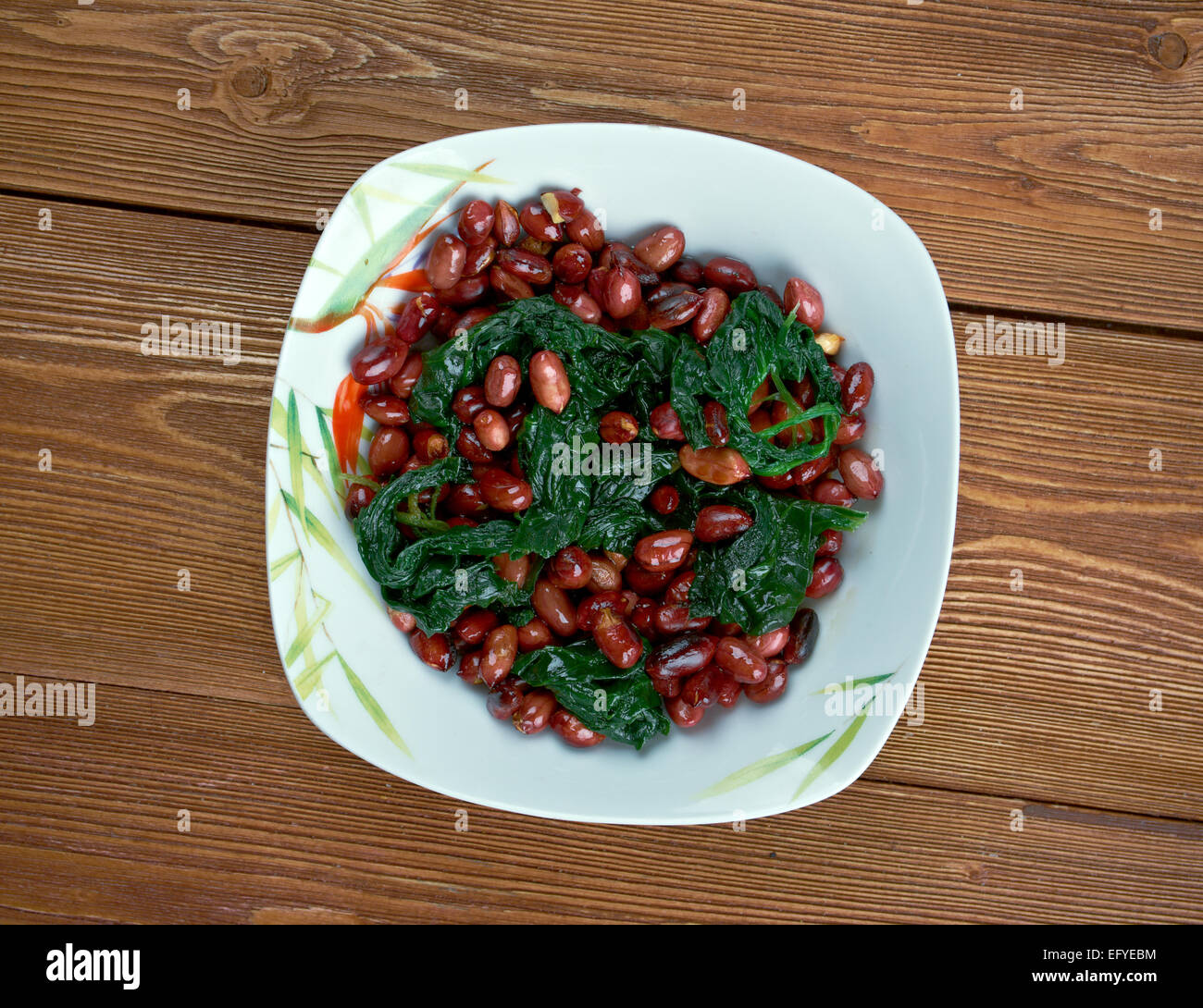 Spinach with Peanuts Chinese food close up Stock Photo Alamy