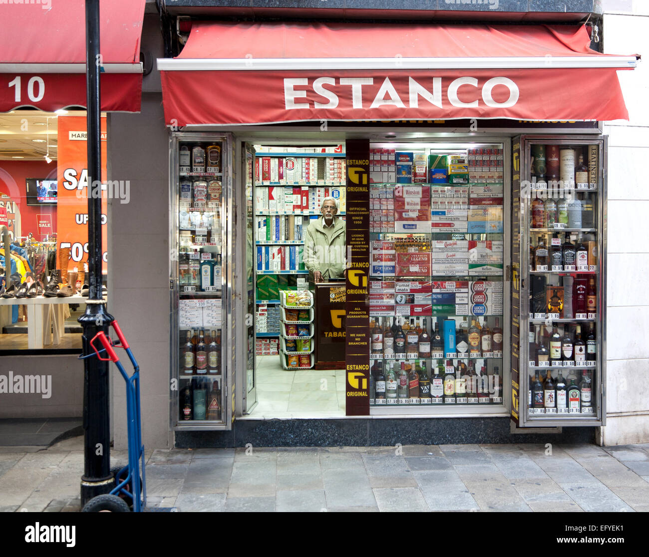 Estanco duty free shop, Gibraltar, British overseas territory in
