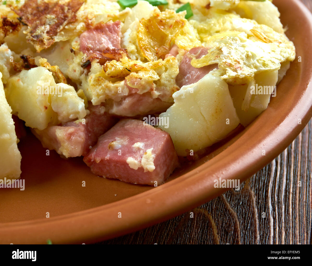 Bauernfruhstuck Farmer's breakfast. German country breakfast dish made