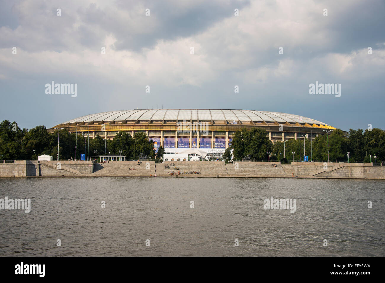 National Stadium, Moskva River, Moscow, Russia Stock Photo