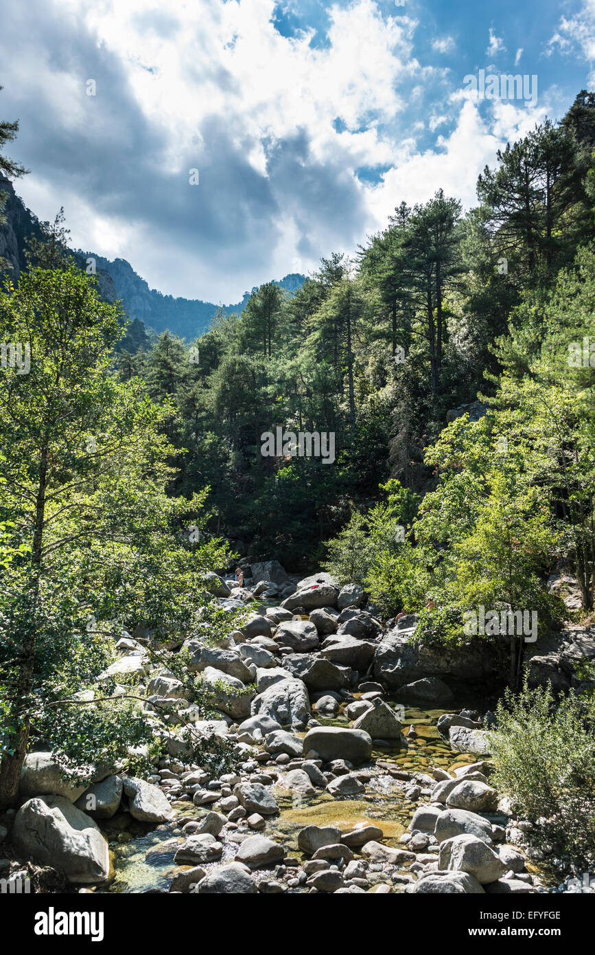 Riverbed of the Tavignano, Corte, Haute-Corse, Corsica, France Stock Photo