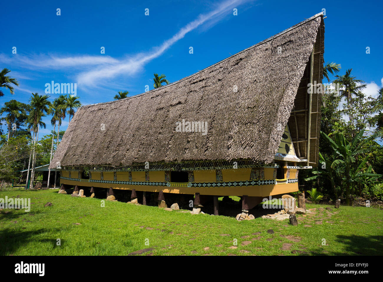Traditional Bai, men&#39;s house, Babeldaob, Palau Stock Photo