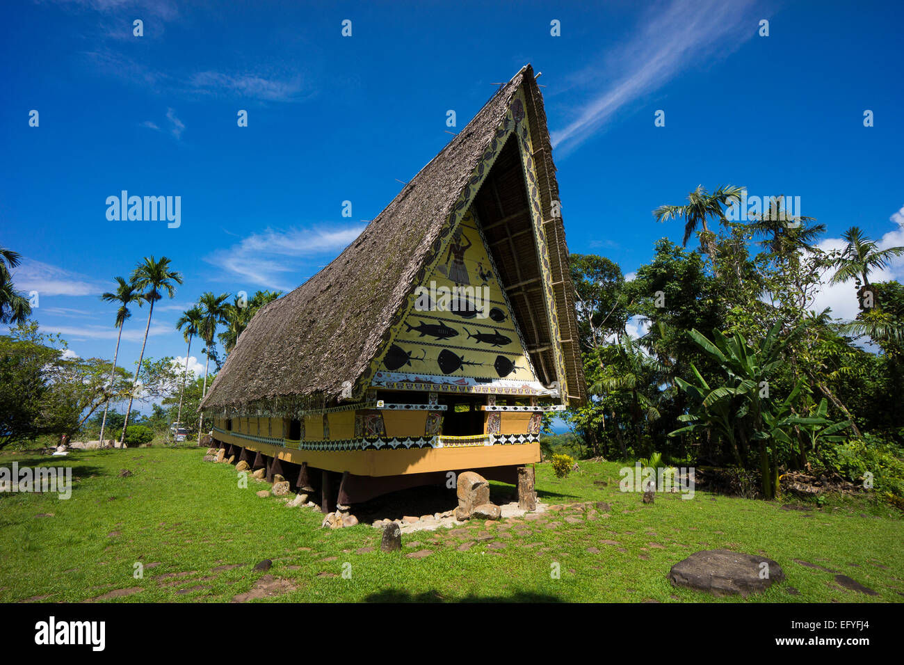Traditional Bai, men's house, Babeldaob, Palau Stock Photo