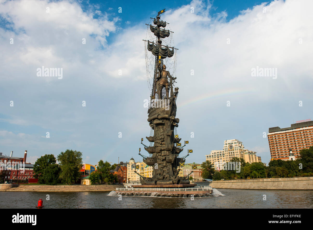 Statue of Peter the Great, Moskva River, Moscow, Russia Stock Photo