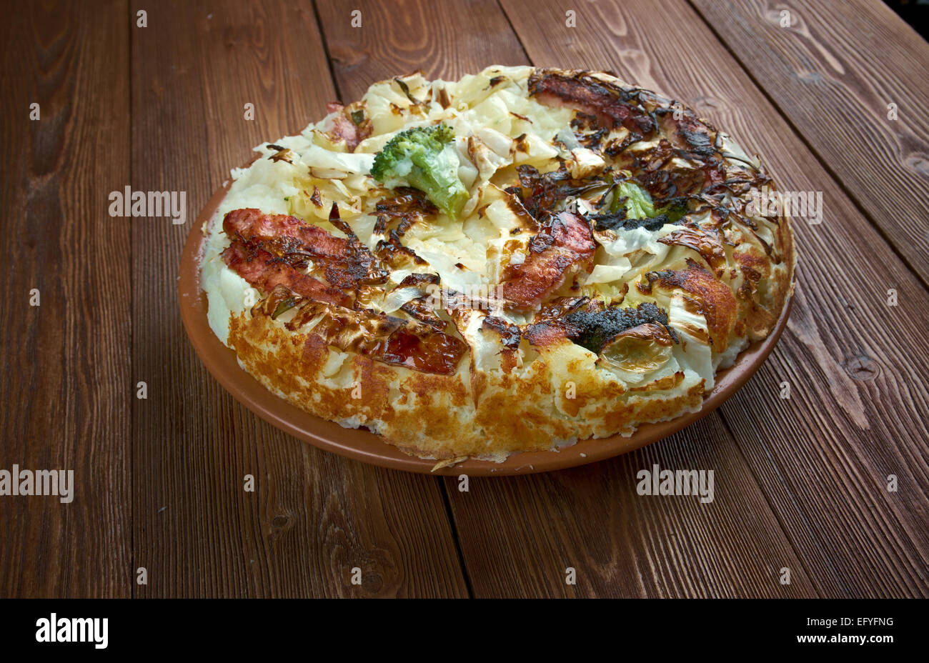 Bubble and Squeaktraditional English dish made fried leftover