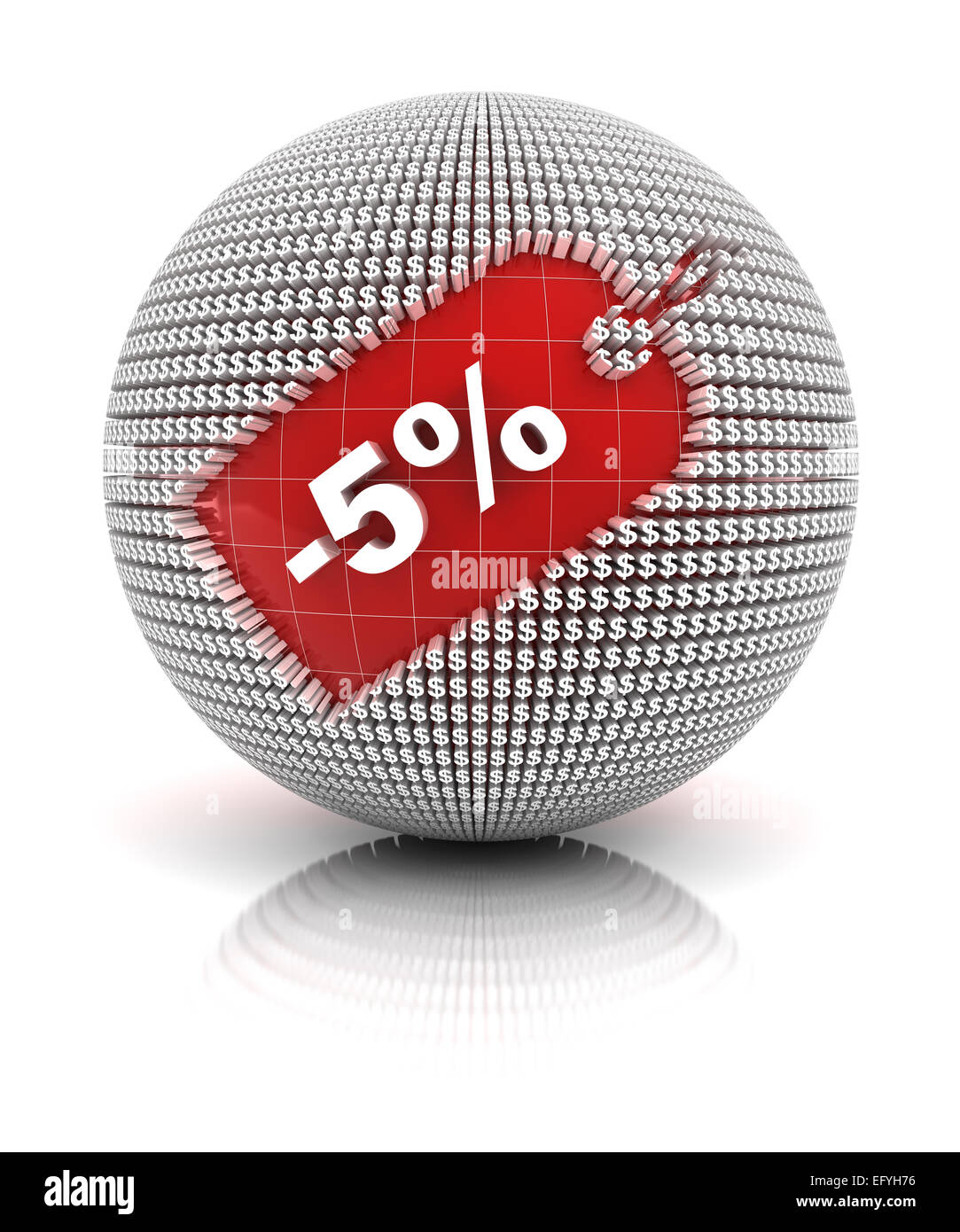5 percent off sale tag on a sphere Stock Photo