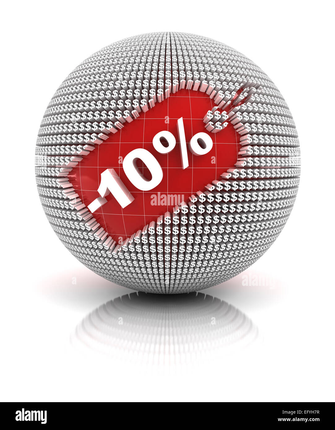 10 percent off sale tag on a sphere Stock Photo