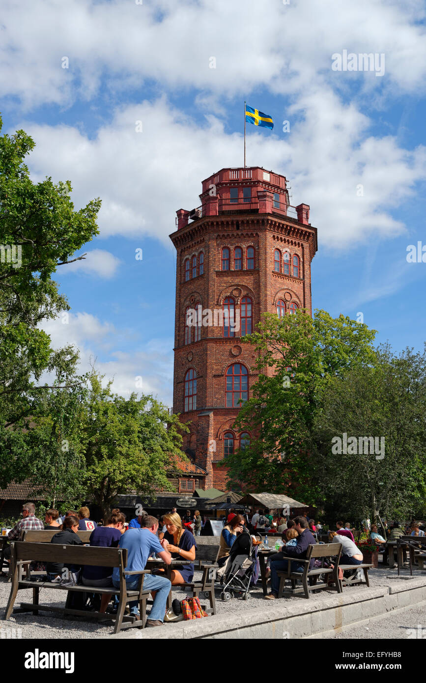 Bredablick tower, 1876, Skansen open-air museum, Djugarden, Stockholm, Sweden Stock Photo