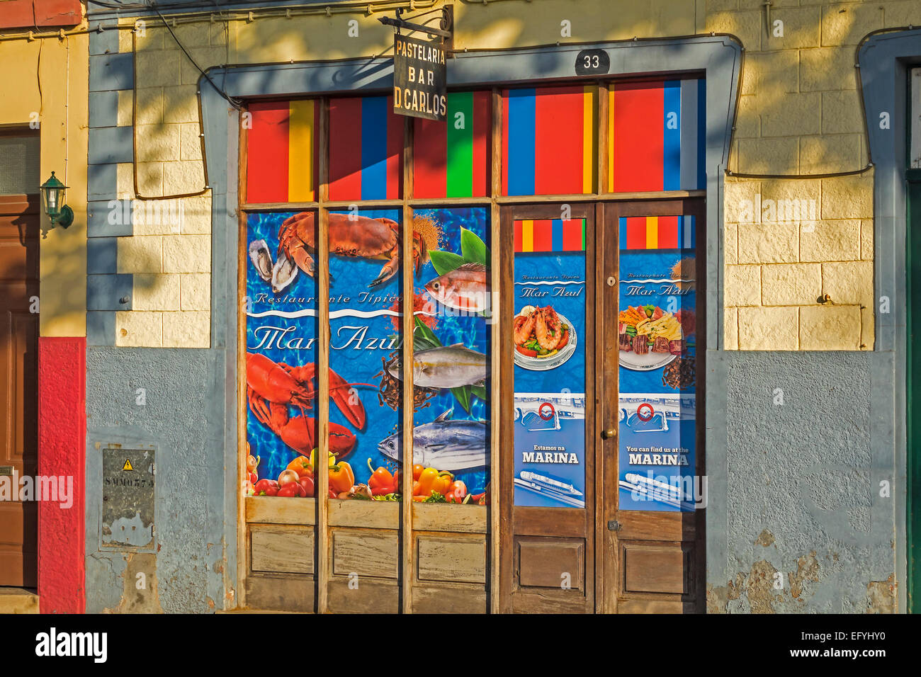 Colourful Fish Restaurant Funchal Madeira Stock Photo
