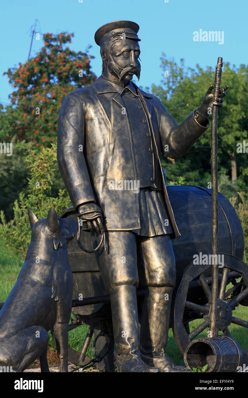 Bronze statue of a fresh water carrier in Kolomna, Russia Stock Photo