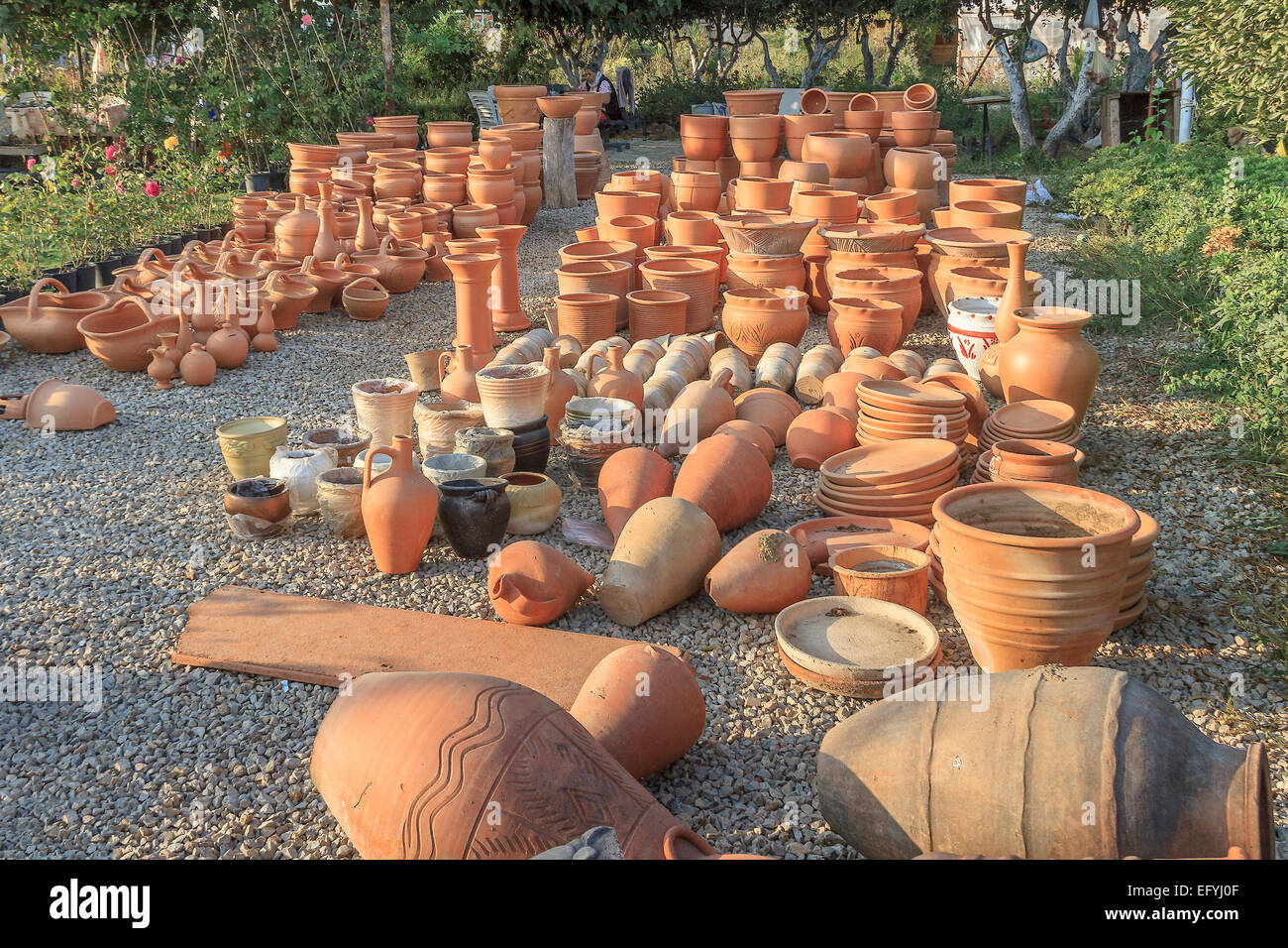 An Assortment Of Clay Pots For Sale Turgutreis Turkey Stock Photo Alamy