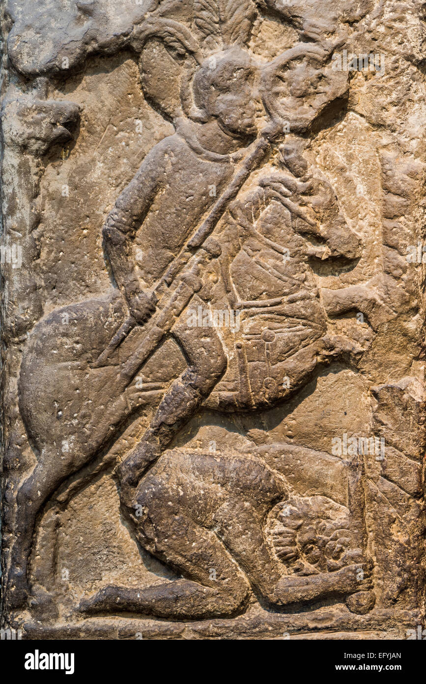Roman carving on display in Hexham Abbey, Northumberland, England Stock Photo