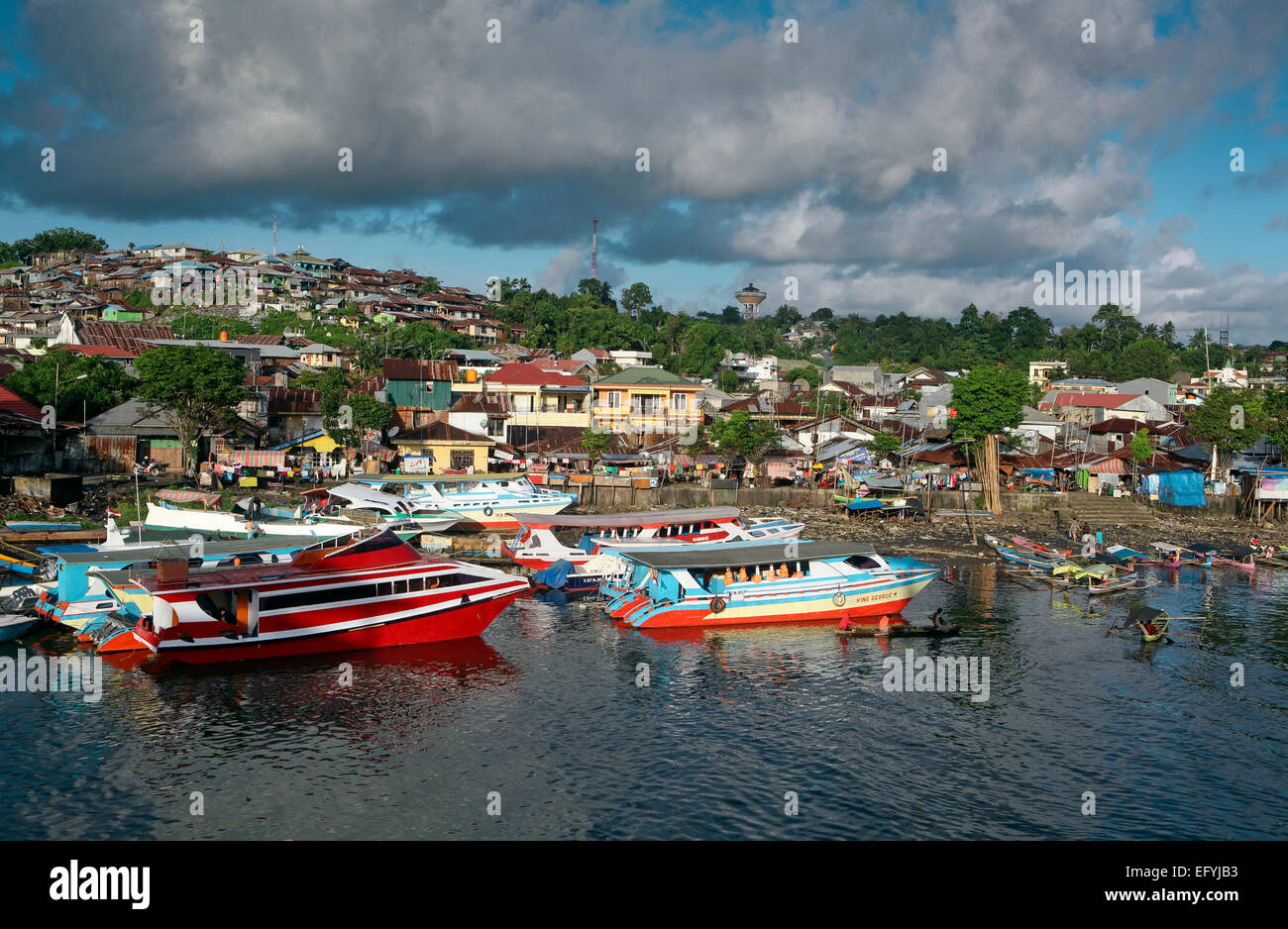 View of Manado River and surrounding neighborhoods Stock Photo