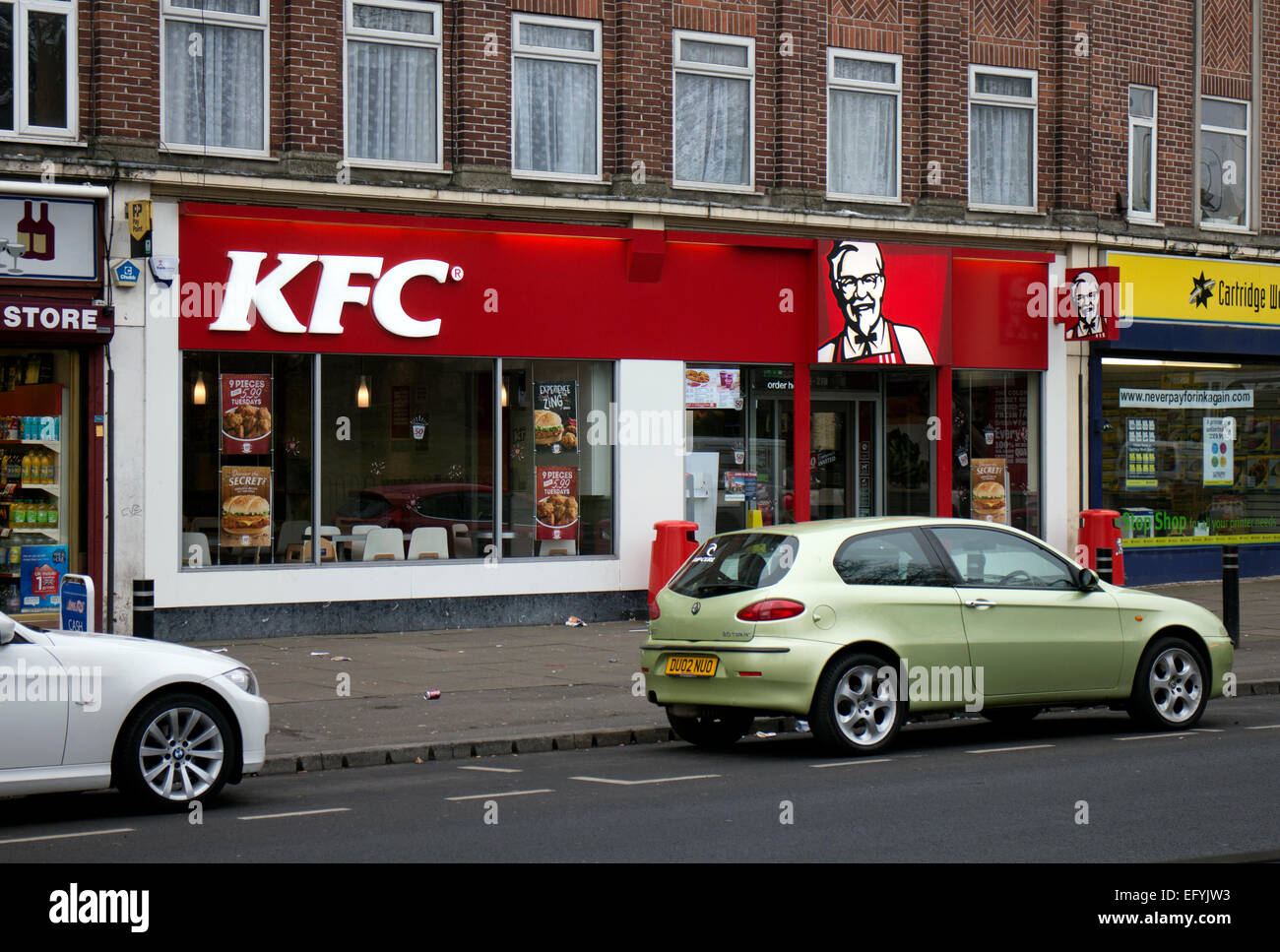 KFC fast food shop in Walsgrave Road, Stoke, Coventry, West Midlands, England, UK Stock Photo