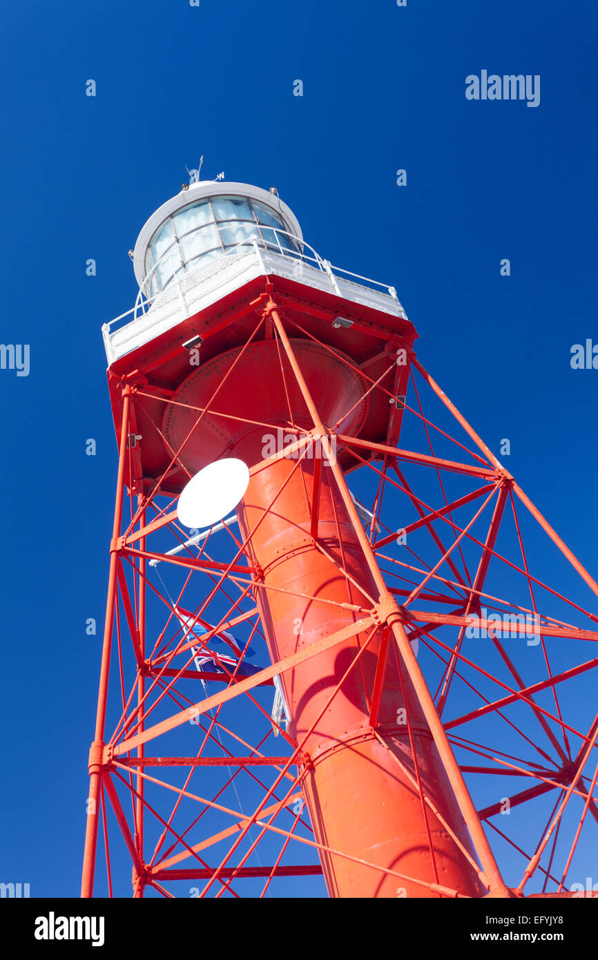 Red iron lighthouse Stock Photo