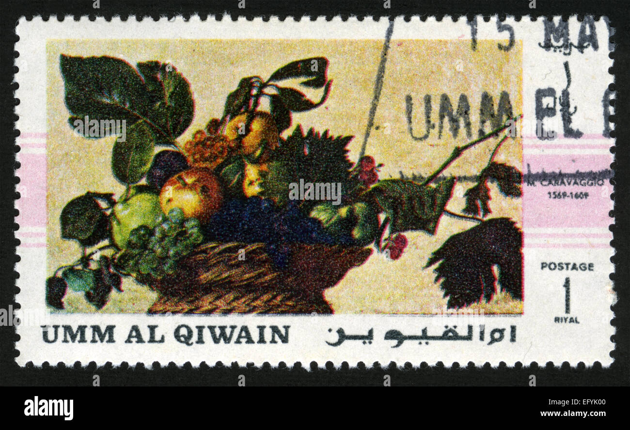 Umm alQaiwain, United Arab Emirates, post mark,stamp, art, painting