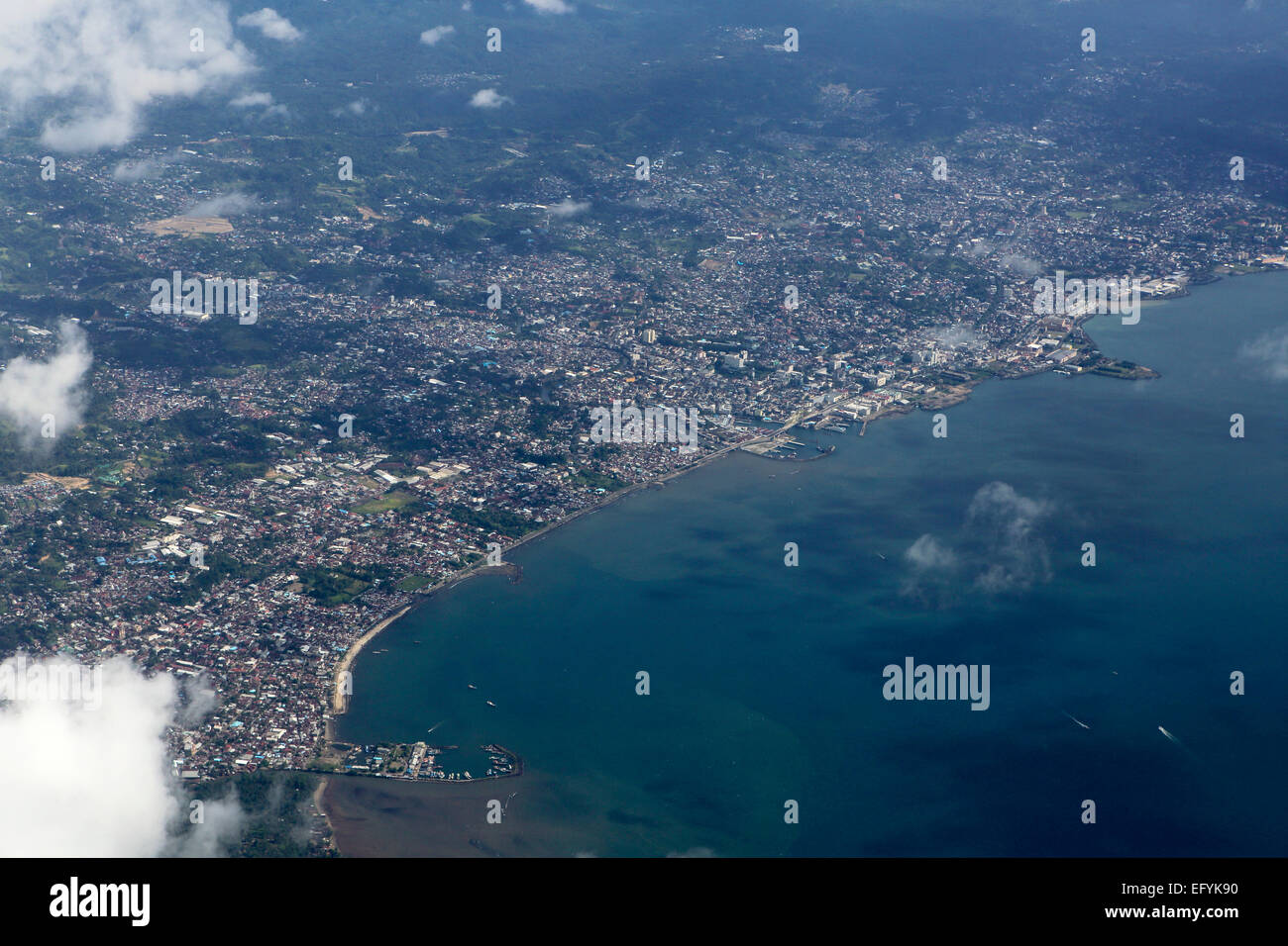 Aerial view of Manado city, Sulawesi Stock Photo