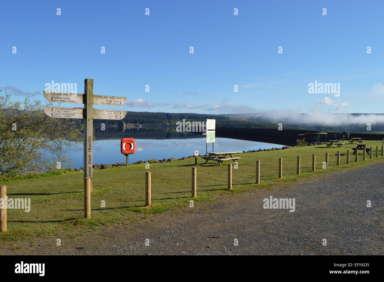 Kielder Water and dam from the South Shore of the Lakeside Way Stock