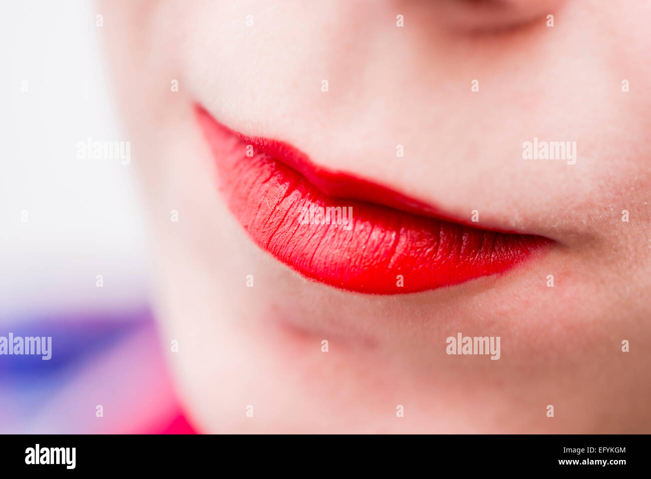 Women's thick lips painted red Stock Photo