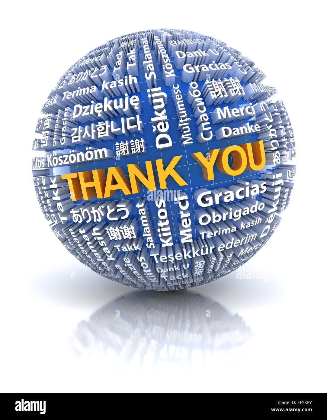 Thank you text in 22 different languages, 3d render Stock Photo