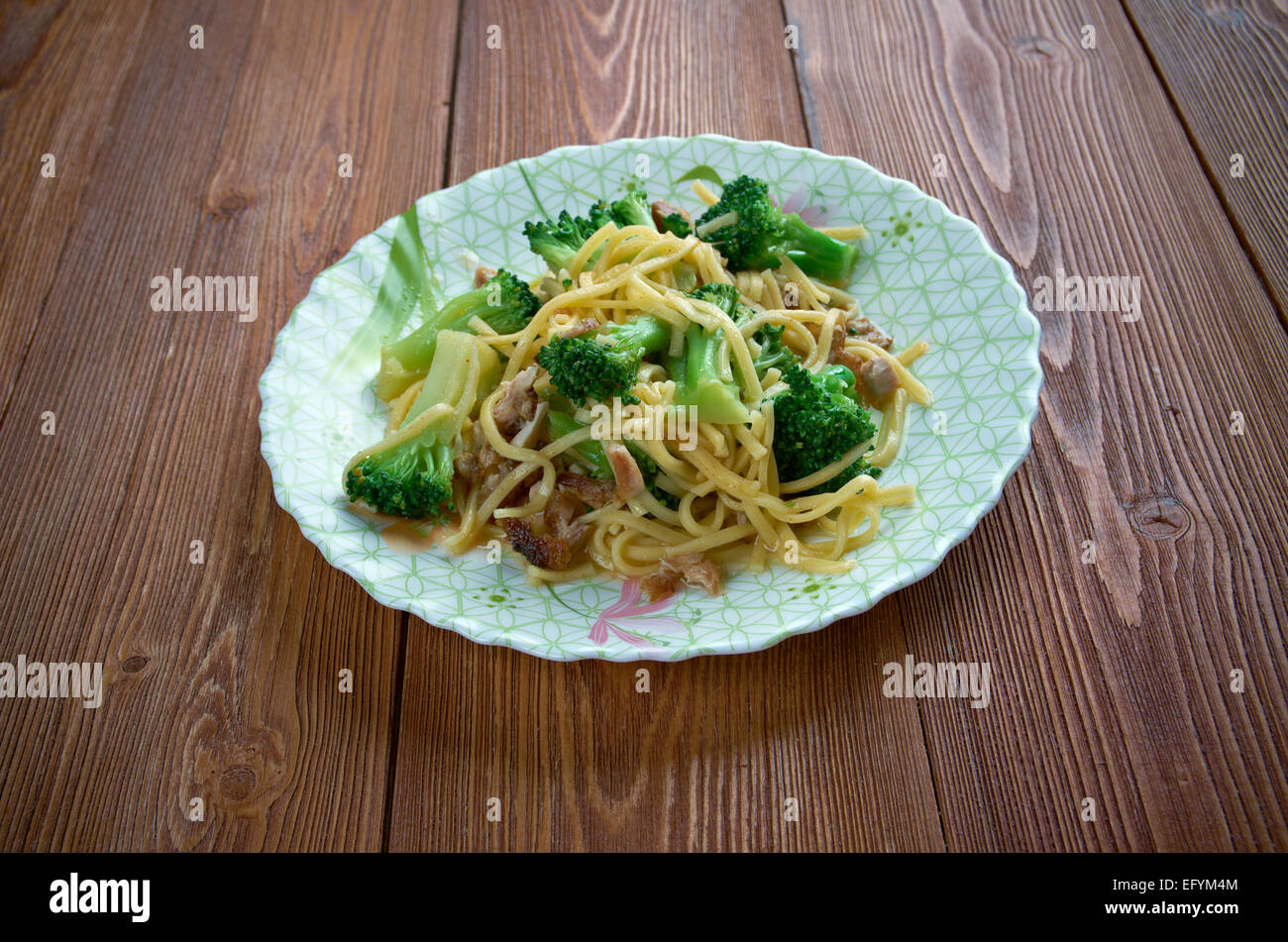 Crunchy Broccoli Salad with noodles, chicken Stock Photo