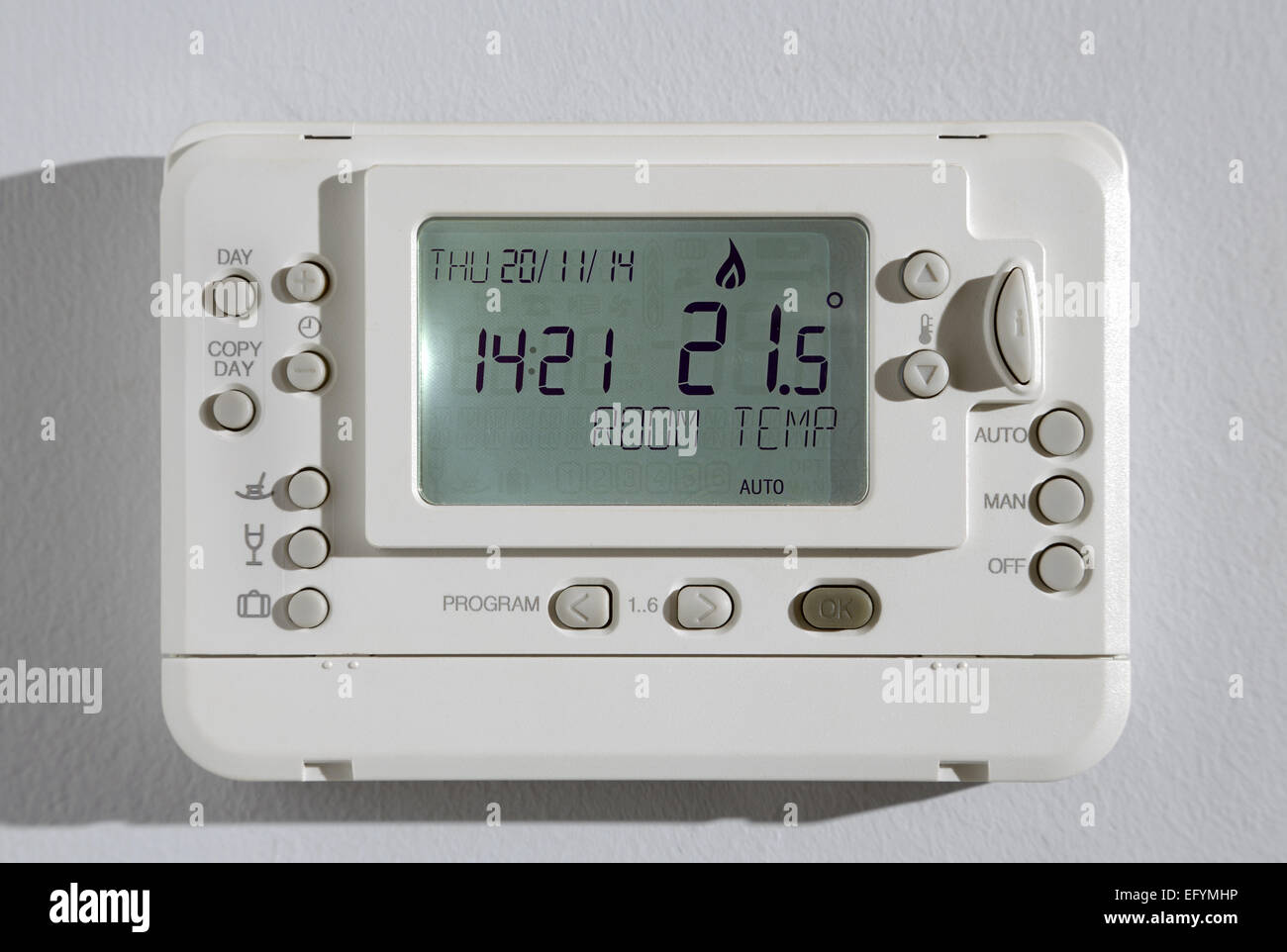 Wall mounted central heating thermostat Stock Photo Alamy