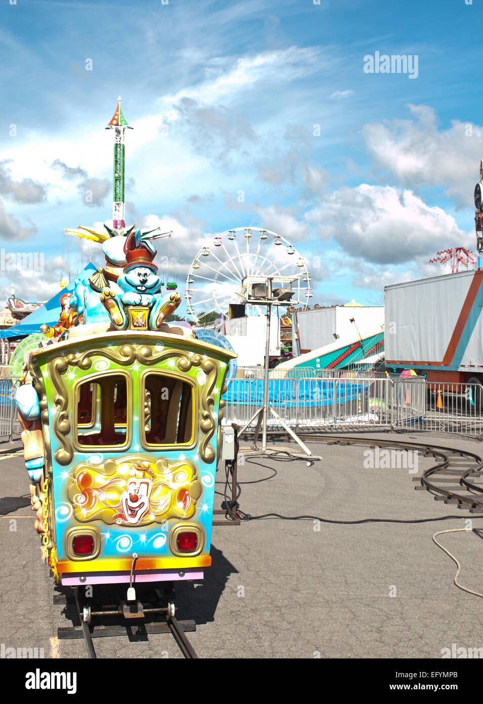 train ride at a fairgrounds Stock Photo