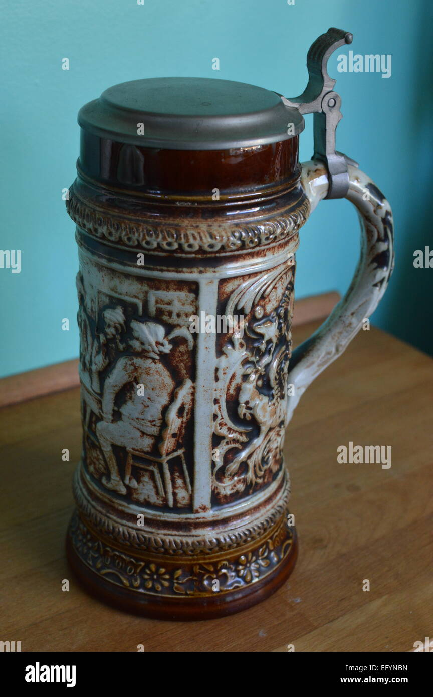 Gerz German beer stein, with pewter lid Stock Photo