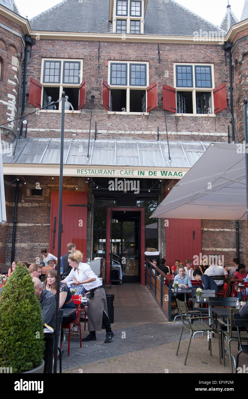 Restaurant - Cafe in de Waag, Nieuwmarkt, Square, Amsterdam, Holland Stock Photo