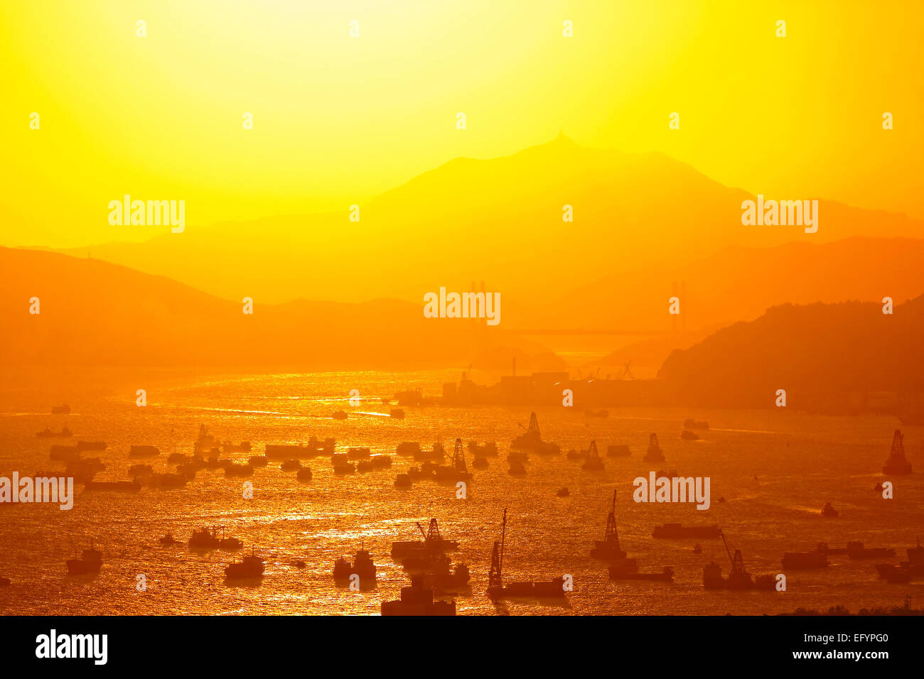 hong kong sunset moment with buildings Stock Photo - Alamy
