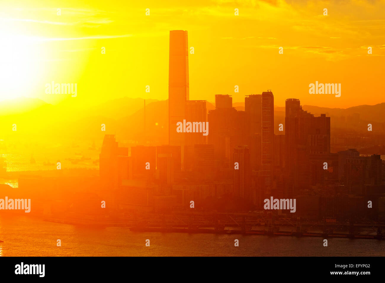 hong kong sunset moment with buildings Stock Photo - Alamy