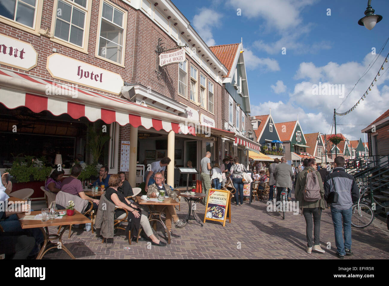 Haven, Street; Volendam; Holland Stock Photo