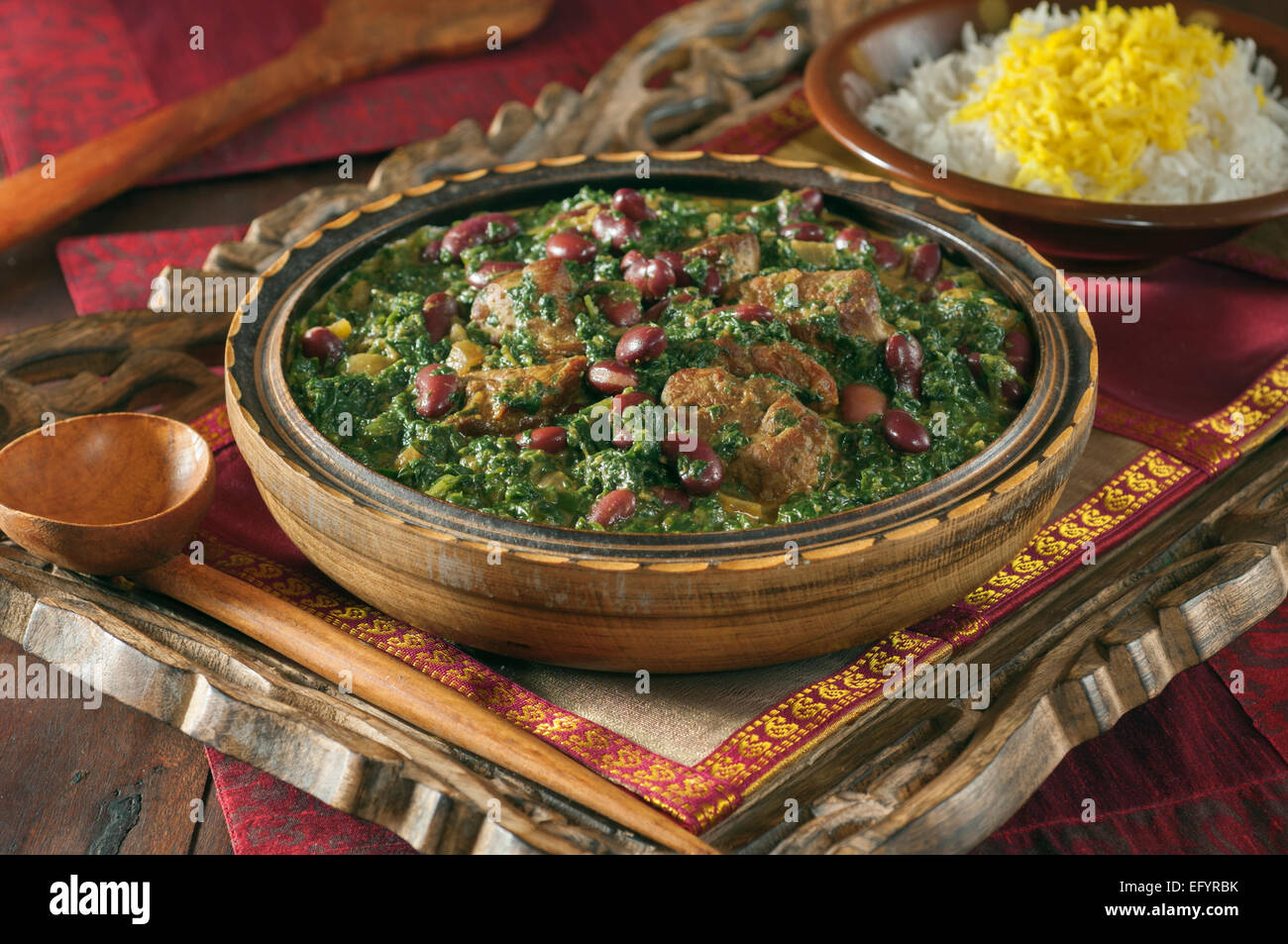 Ghormeh sabzi. Persian green herb stew. Stock Photo