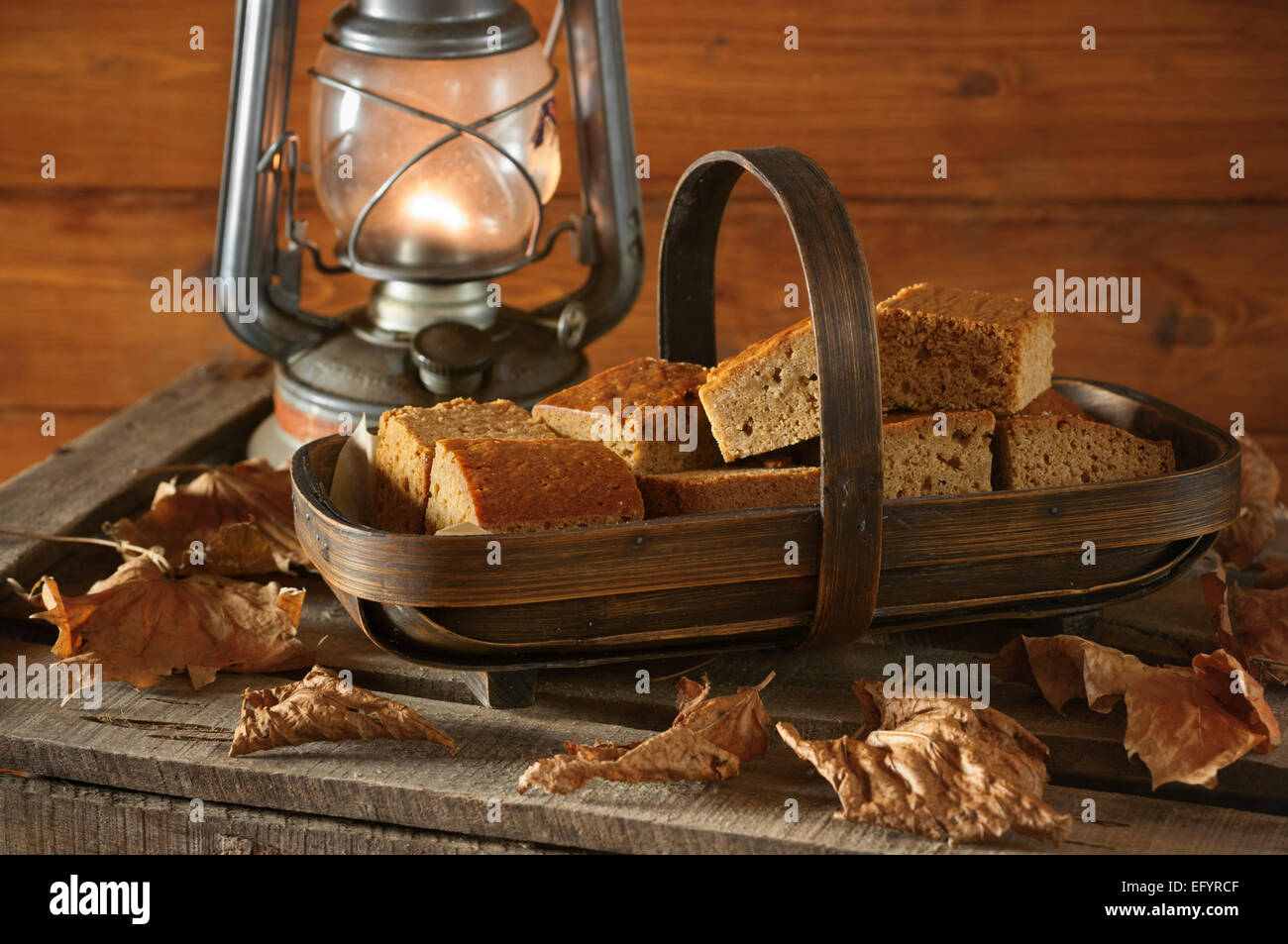 Parkin. Oatmeal and treacle gingerbread cake Stock Photo