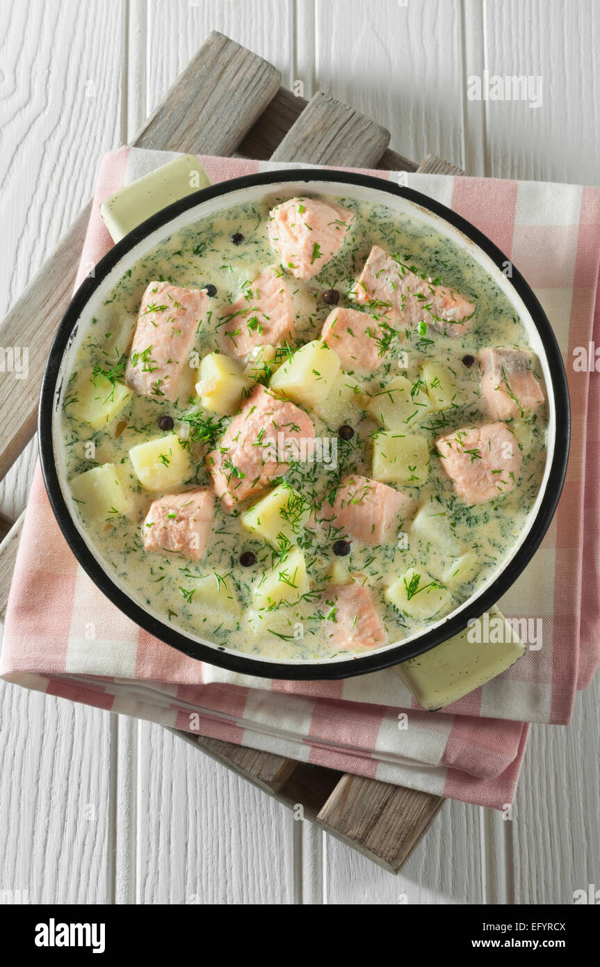 Kalakeitto. Finnish fish stew. Stock Photo