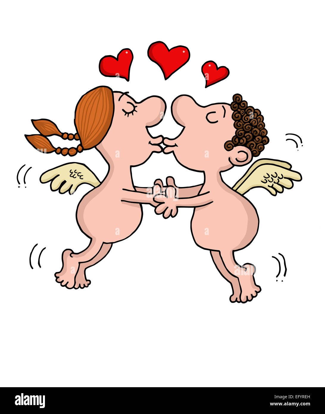 Angels are in love kissing Stock Photo